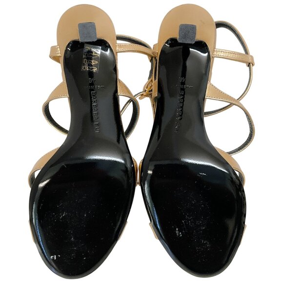 Barbara Bui Gold Strappy Criss Cross Sandals - Picture 6 of 9
